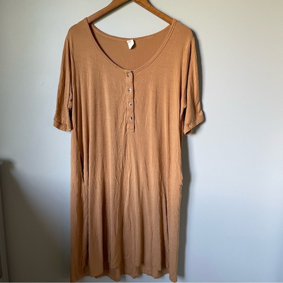 Kate Quinn Casual Tan Henley Dress Size Large - Picture 1 of 7